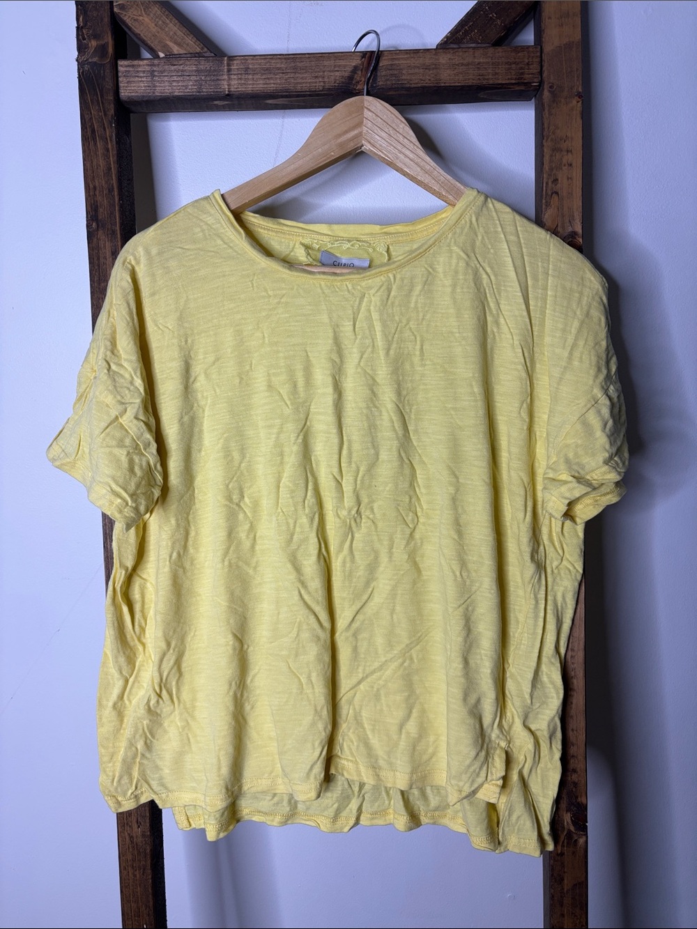 Cupio Lightweight Crewneck Short Sleeve Tee in Pale Yellow Size M
